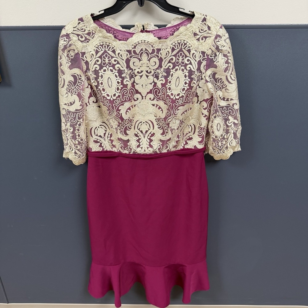 NWT JJ'S HOUSE Wedding & Special Occasions Orchid Pink W Lace Gold Dress Sz 14‎